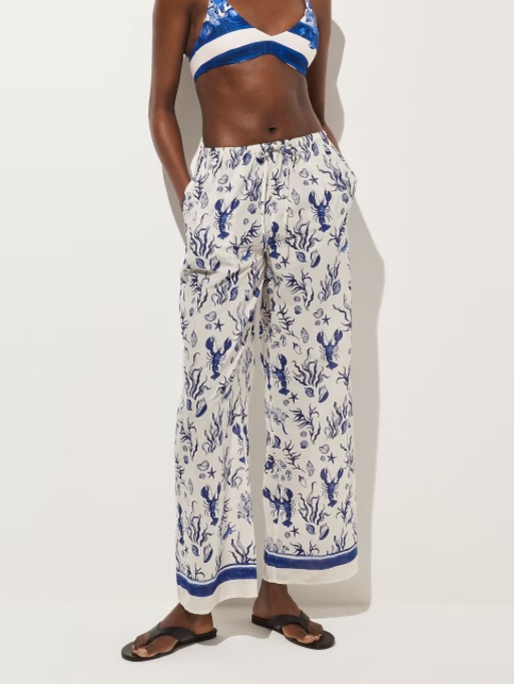 J crew royal blue Beach pant in seashell print